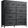 imageWLIVE Large Dresser for Bedroom Fabric Dresser with 10 Drawers Storage Tower with Fabric Bins Double Dressers Chest of Drawers for Closet Living Room Hallway Dark GreyCharcoal Black Wood Grain Print