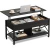 imageWLIVE Lift Top Coffee Table 3 in 1 with Hidden Compartment MultiFunction Coffee Table Converts to Dining Table for Living RoomCharcoal BlackBlack