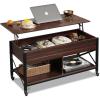 imageWLIVE Lift Top Coffee Table 3 in 1 with Hidden Compartment MultiFunction Coffee Table Converts to Dining Table for Living RoomCharcoal BlackEspresso