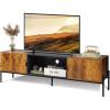 imageWLIVE Modern TV Stand for 65 Inch TV Mid Century Entainment Center with Storage TV Console with Open Shelf and 2 Cabinets for Bedroom and Living Room TV Cabinet with Metal Legs BlackRustic Brown