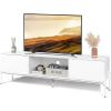 imageWLIVE Modern TV Stand for 65 Inch TV Mid Century Entainment Center with Storage TV Console with Open Shelf and 2 Cabinets for Bedroom and Living Room TV Cabinet with Metal Legs BlackWhite