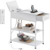 imageWLIVE Narrow Side Table with Charging Station End Table for Living Room Couch Side Table with Fabric Drawer for Bedroon 118W 236L 24H Rustic BrownWhite
