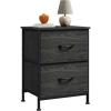 imageWLIVE Night Stand Small 2 Drawer Dresser Nightstand with Fabric Bins for Bedroom Closet Dorm Rustic Brown Wood Grain Print 118quot D x 157quot W x 209quot HCharcoal Black Wood Grain Print