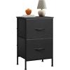 imageWLIVE Night Stand Small 2 Drawer Dresser Nightstand with Fabric Bins for Bedroom Closet Dorm Rustic Brown Wood Grain Print 118quot D x 157quot W x 209quot HCharcoal Blacktall
