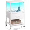 imageWLIVE Nightstand Bedside Side Table for Bedroom Dorm with Steel Frame Night Stand End Table with Fabric Storage Drawer Easy Assembly Rustic Brown Wood Grain Print 1173D 1567W 2503quot HWhite