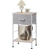 imageWLIVE Nightstand End Table with Fabric Storage Drawer and Open Wood Shelf Bedside Furniture with Steel Frame Side Table for Bedroom Dorm Easy Assembly Light Grey 25quot Height ASNG086LGR
