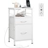 imageWLIVE Nightstand with Charging Station Side Table with 2 Fabric Drawers End Tables for Bedroom Small Dresser USB Ports and Outlets Charcoal BlackWhite