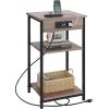 imageWLIVE Side Table with Charging Station and USB Ports Small End Tables for Small Spaces 3Tier Nightstand with Adjustable Shelf Bedside Tables Living Room Bedroom GreigeGrey