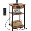 imageWLIVE Side Table with Charging Station and USB Ports Small End Tables for Small Spaces 3Tier Nightstand with Adjustable Shelf Bedside Tables Living Room Bedroom GreigeRustic Brown