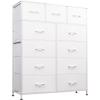imageWLIVE Storage Organizer Unit with 11 Fabric Bins Storage Drawers Organizer with Steel Frame Tall Storage Tower Organizaton for Living Room Hallway Office Rustic BrownWhite