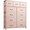 imageWLIVE Storage Organizer Unit with 11 Fabric Bins Storage Drawers Organizer with Steel Frame Tall Storage Tower Organizaton for Living Room Hallway Office Light GreyPink