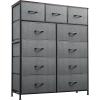imageWLIVE Storage Organizer Unit with 11 Fabric Bins Storage Drawers Organizer with Steel Frame Tall Storage Tower Organizaton for Living Room Hallway Office Rustic BrownAdark Grey