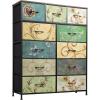 imageWLIVE Storage Organizer Unit with 11 Fabric Bins Storage Drawers Organizer with Steel Frame Tall Storage Tower Organizaton for Living Room Hallway Office Light GreyFloral Painted