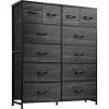 imageWLIVE Storage Organizer Unit with 12 Fabric Bins Storage Drawers Organizer with Steel Frame Tall Storage Tower Organizaton for Living Room Hallway Office Charcoal Black Wood Grain PrintCharcoal Black Wood Grain Print