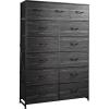 imageWLIVE Storage Organizer Unit with 13 Fabric Bins Storage Drawers Organizer with Steel Frame Tall Storage Tower Organizaton for Living Room Hallway Office Charcoal BlackCharcoal Black Wood Grain Print