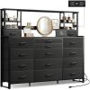 imageWLIVE Storage Organizer Unit with 15 Fabric Drawer ampamp 5 Open Shelves Tall Black Storage Drawers Organizer with Charging Station Storage Tower Organizaton for Living Room Hallway OfficeBlack