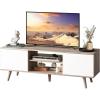 imageWLIVE TV Stand for 55 60 inch TV Mid Century Modern TV Console Entertainment Center with Storage for Living Room Retro BrownGreige