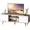 imageWLIVE TV Stand for 55 60 inch TV Modern Entertainment Center with Storage Cabinets Mid Century TV Console Table for Bedroom TV Stand for Living Room Charcoal BlackGreige