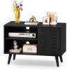 imageWLIVE TV Stand for 55 Inch TVs Entertainment Center with Storage Cabinet MidCentury TV Stands for Living Room and Bedroom 50quot TV Console BrownRelief Black