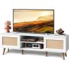 imageWLIVE TV Stand for 65 Inch TV 58quot Boho Entertainment Center TV Stand for Living Room TV Console with 2 Storage Cabinets WhiteWhite