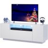 imageWLIVE TV Stand with LED Lights ampamp Large Storage Cabinet Modern Entertainment Center for 32435055 Inchs TVs Sturdy Media Console for Living Room BedroomGamingBlackWhite