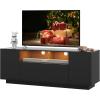 imageWLIVE TV Stand with LED Lights ampamp Large Storage Cabinet Modern Entertainment Center for 32435055 Inchs TVs Sturdy Media Console for Living Room BedroomGamingBlackBlack
