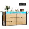imageWLIVE Tall Dresser for Bedroom Wood Chest of Drawers with Mental Handles Black Bedroom Dresser with 5 Drawers Modern Minimalist Closet Store Organizer for Living Room HallwayLight Oak
