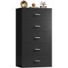 imageWLIVE Tall Dresser for Bedroom Wood Chest of Drawers with Mental Handles Black Bedroom Dresser with 5 Drawers Modern Minimalist Closet Store Organizer for Living Room HallwayBlack