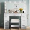 imageWLIVE White Vanity Desk with Large Mirror and Lights Makeup Table w7 Drawers ampamp Power Outlets Modern Vanity Table Set with Chair Dressing Table for Bedroom Dressing Room GirlModern