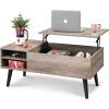 imageWLIVE Wood Lift Top Coffee Table with Hidden Compartment and Adjustable Storage Shelf Lift Tabletop Dining Table for Home Living Room Office Charcoal BlackGreige