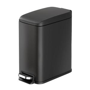 imageWLIVE 13 Gallon  5 Liter Bathroom Trash Can with Lid Small Stainless Steel Garbage Can SlimShaped Trash Bin with Step Pedal for Home and Office SilverBlack