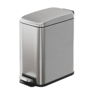 imageWLIVE 13 Gallon  5 Liter Bathroom Trash Can with Lid Small Stainless Steel Garbage Can SlimShaped Trash Bin with Step Pedal for Home and Office SilverSilver
