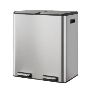 imageWLIVE 2 x 8 Gallon Stainless Steel Dual Trash Can Double Trash Can Kitchen with SoftClose Lid Trash and Recycle Bin Combo Kitchen Garbage Can with Deodorizing Filter Box and Inner Buckets SilverSilver