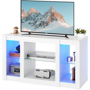 imageWLIVE 58 Inches Fireplace TV Stand with LED Lights Modern Entertainment Center with 18 Electric Fireplace ampamp Adjustable Glass Shelves Sturdy Media Console for Living Room BedroomGaming BlackWhite