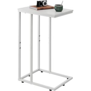 imageWLIVE C Shaped End Table Small Side Tables for Sofa and Bed Couch Table That Slides Under for Living Room Bedroom Home Office Small SpacesWhite