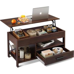 imageWLIVE Coffee Table 39quot Lift Top Coffee Table with Hidden Compartment Storage Drawers and Storage Shelf for Living Room Reception Room EspressoEspresso