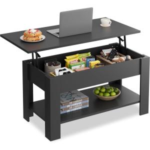 imageWLIVE Coffee Table 39quot Lift Top Coffee Table with Hidden Compartment Storage Shelf and Lifting Top for Home Living Room Office and Reception RoomEspressoBlack
