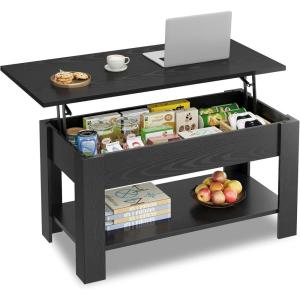 imageWLIVE Coffee Table 39quot Lift Top Coffee Table with Hidden Compartment Storage Shelf and Lifting Top for Home Living Room Office and Reception RoomEspressoBlack Oak