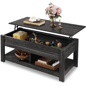 imageWLIVE Coffee Table 39quot Lift Top Coffee Table with Hidden Compartment and Storage Shelf for Living Room Rustic BrownBlack Oak