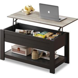 imageWLIVE Coffee Table 39quot Lift Top Coffee Table with Hidden Compartment and Storage Shelf for Living Room Rustic BrownGrey