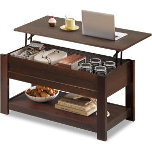 imageWLIVE Coffee Table 39quot Lift Top Coffee Table with Hidden Compartment and Storage Shelf for Living Room Rustic BrownRedbrown
