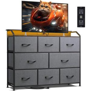 imageWLIVE Dresser for Bedroom with 8 Drawers Wide Fabric Dresser for Storage and Organization Chest of Drawers Dressers for Living Room Closet Hallway Dark GreyDark Grey