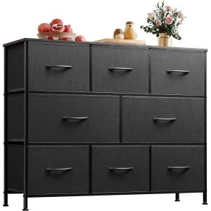 imageWLIVE Dresser for Bedroom with 8 Drawers Wide Fabric Dresser for Storage and Organization Chest of Drawers Dressers for Living Room Closet Hallway Dark GreyCharcoal Black