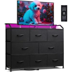imageWLIVE Dresser for Bedroom with 8 Drawers Wide Fabric Dresser for Storage and Organization Chest of Drawers Dressers for Living Room Closet Hallway Dark GreyBlack