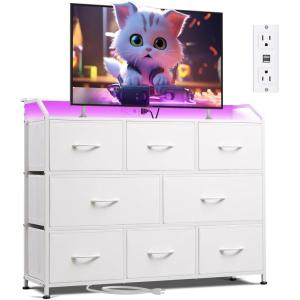 imageWLIVE Dresser for Bedroom with 8 Drawers Wide Fabric Dresser for Storage and Organization Chest of Drawers Dressers for Living Room Closet Hallway Dark GreyWhite