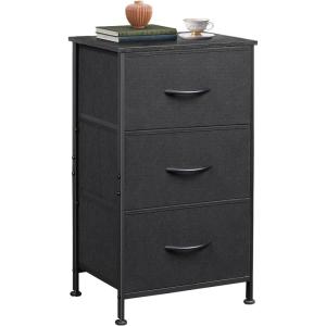 imageWLIVE Dresser with 3 Drawers Fabric Nightstand Organizer Unit Storage Dresser for Bedroom Hallway Entryway Closets Sturdy Steel Frame Wood Top Easy Pull Handle Dark GreyCharcoal Black