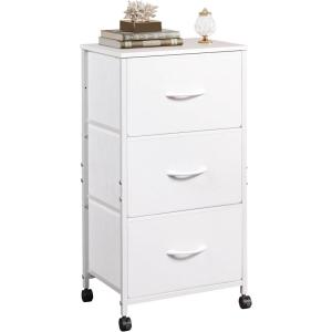 imageWLIVE Dresser with 3 Drawers Fabric Nightstand Organizer Unit Storage Dresser for Bedroom Hallway Entryway Closets Sturdy Steel Frame Wood Top Easy Pull Handle Dark GreyWhite