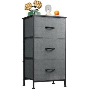 imageWLIVE Dresser with 3 Drawers Fabric Nightstand Organizer Unit Storage Dresser for Bedroom Hallway Entryway Closets Sturdy Steel Frame Wood Top Easy Pull Handle Dark GreyAdark Grey