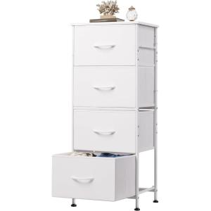 imageWLIVE Dresser with 4 Drawers Fabric Storage Tower Organizer Unit for Bedroom Hallway Entryway Closets Sturdy Steel Frame Wood Top Easy Pull Handle Rustic Brown Wood Grain PrintWhite