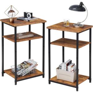 imageWLIVE End Tables Living Room Set of 2 Small End Table for Two Narrow Side Table for Bedroom Home Office Small Spaces 3Tier End Table for Couch Sofa Bed Rustic BrownRustic Brown